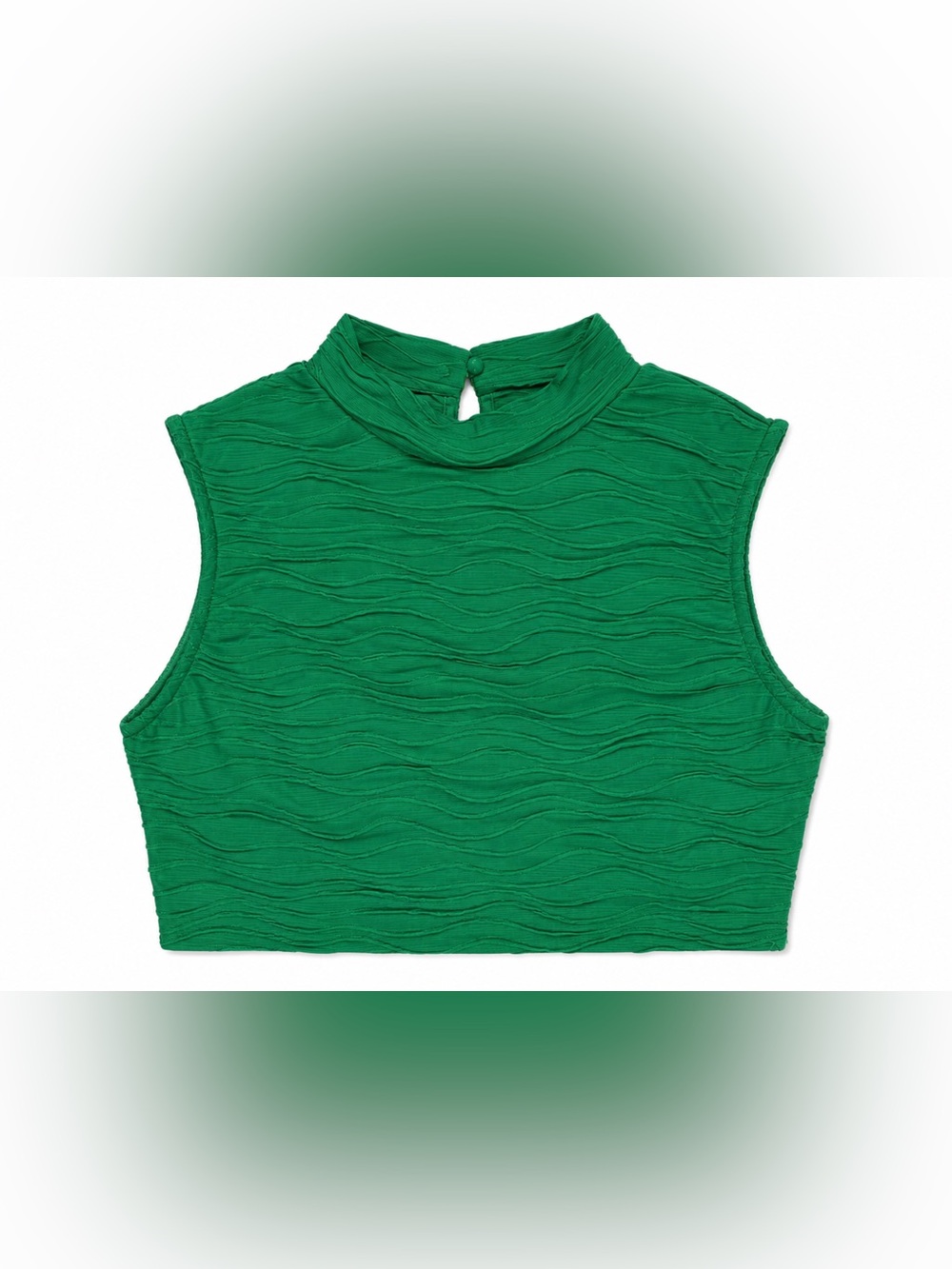 Cider Green Textured Mock Neck Crop Top NWT Size Small